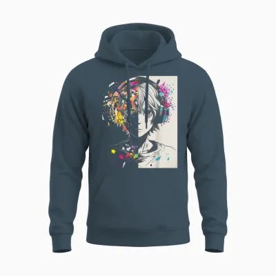 Anime Manga Pattern Helmet Illustration Anime T-Shirt, Black, S Unisex Hoodie - Dark Heather