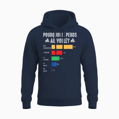 Pouruoi I Lose at Volleyball Volleyball Player Volleyball Unisex Hoodie - Navy