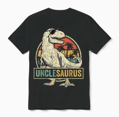 Unclesaurus T Rex Dinosaur Uncle Saurus Family Matching Unisex T-Shirt - Black