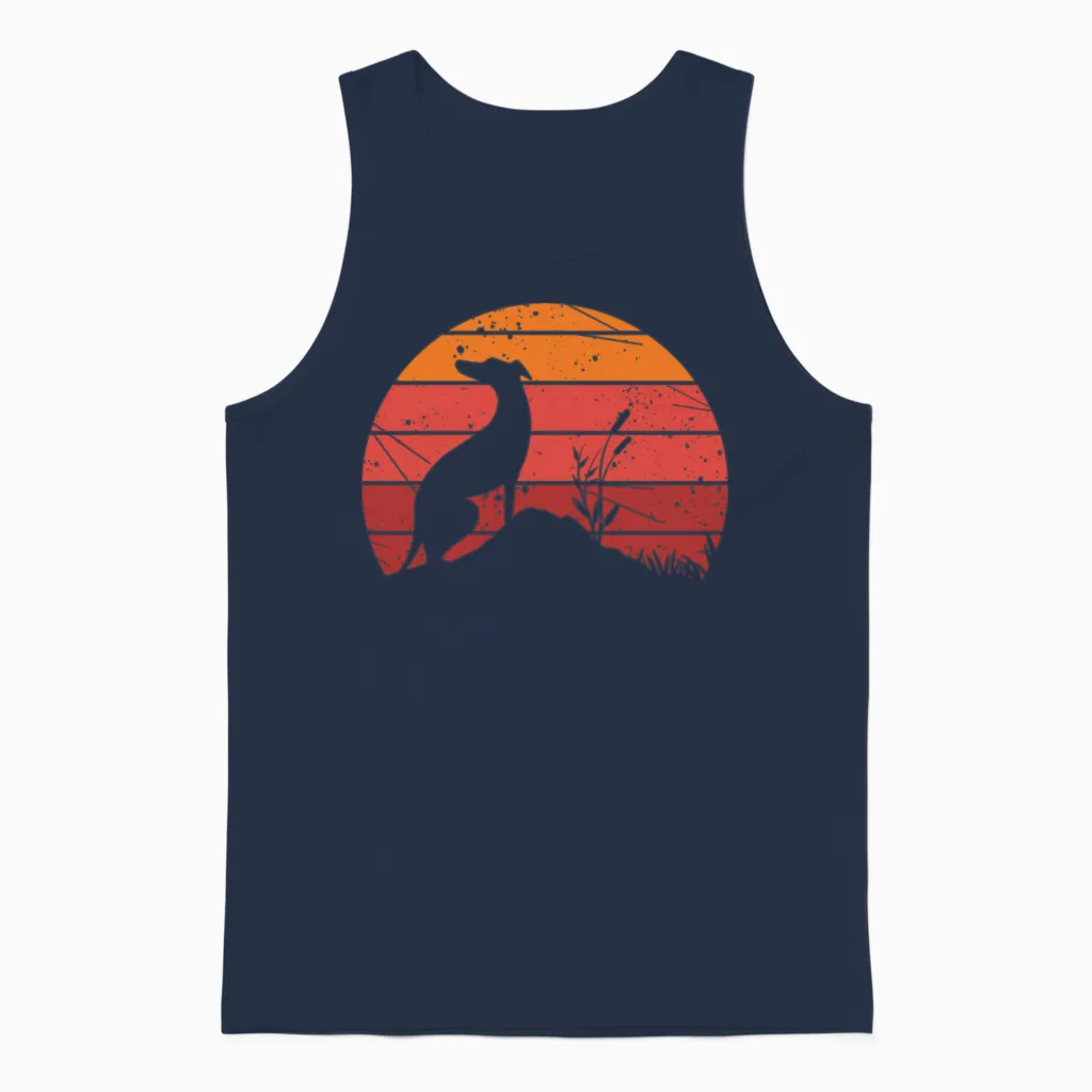 Retro Greyhound Silhouette Graphic Unisex Tank Top - Navy