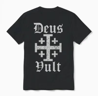 Deus Vult | Jerusalem Cross | Christian Templar Unisex T-Shirt - Black