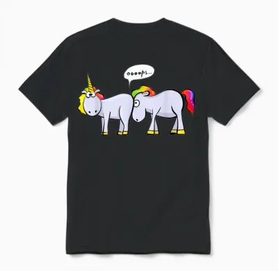 Funny Unicorn Ed in the Ass T-Shirt, Black, S Unisex T-Shirt - Black