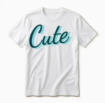 Teal 3d Cute Script Unisex T-Shirt - White