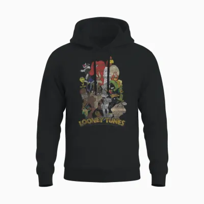 Looney Tunes Character Stack Group Shot Unisex Hoodie - Black
