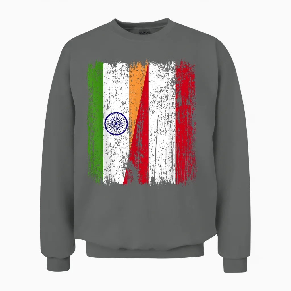 Indien, österreich, Halbe Flagge, Indien, österreichisches Unisex Sweatshirt in Graphite Heather