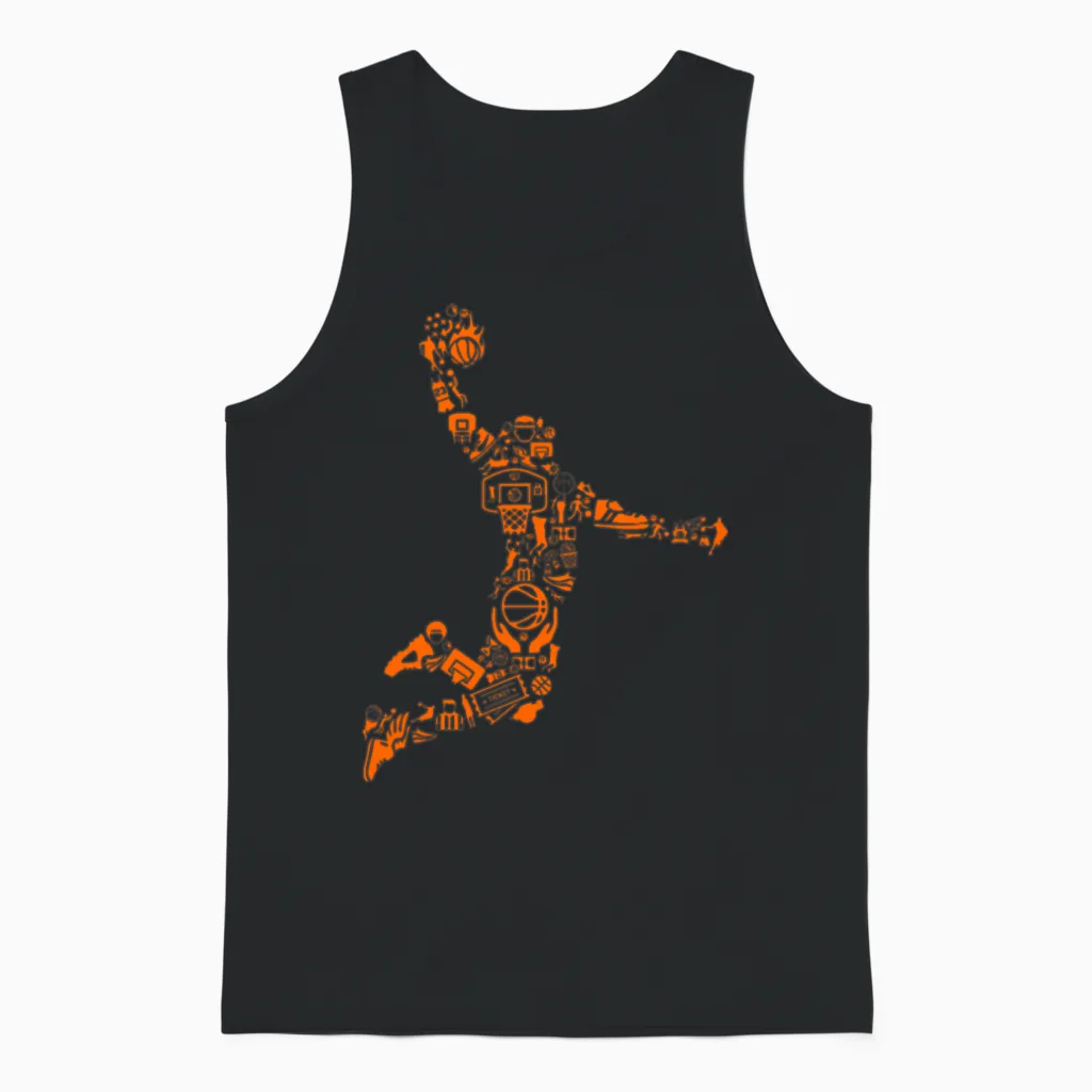 Basketball Player Slam Dunk Cool Design Unisex Tank Top in Black