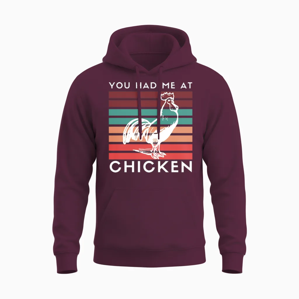 Funny Vintage Retro Chicken - Bird Lovers Unisex Hoodie in Maroon