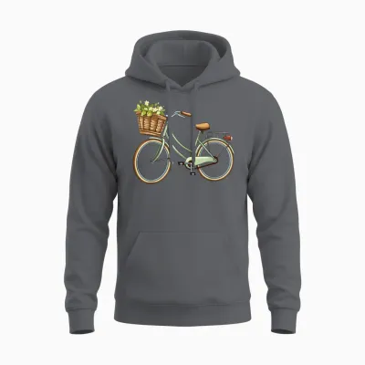 Ein Schöner Retro Fahrrad Mit Dem Blumen Korb Fahrrad Unisex Hoodie - Charcoal