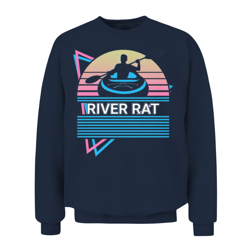 Funny Kayak Kayaking Retro Unisex Sweatshirt - Navy