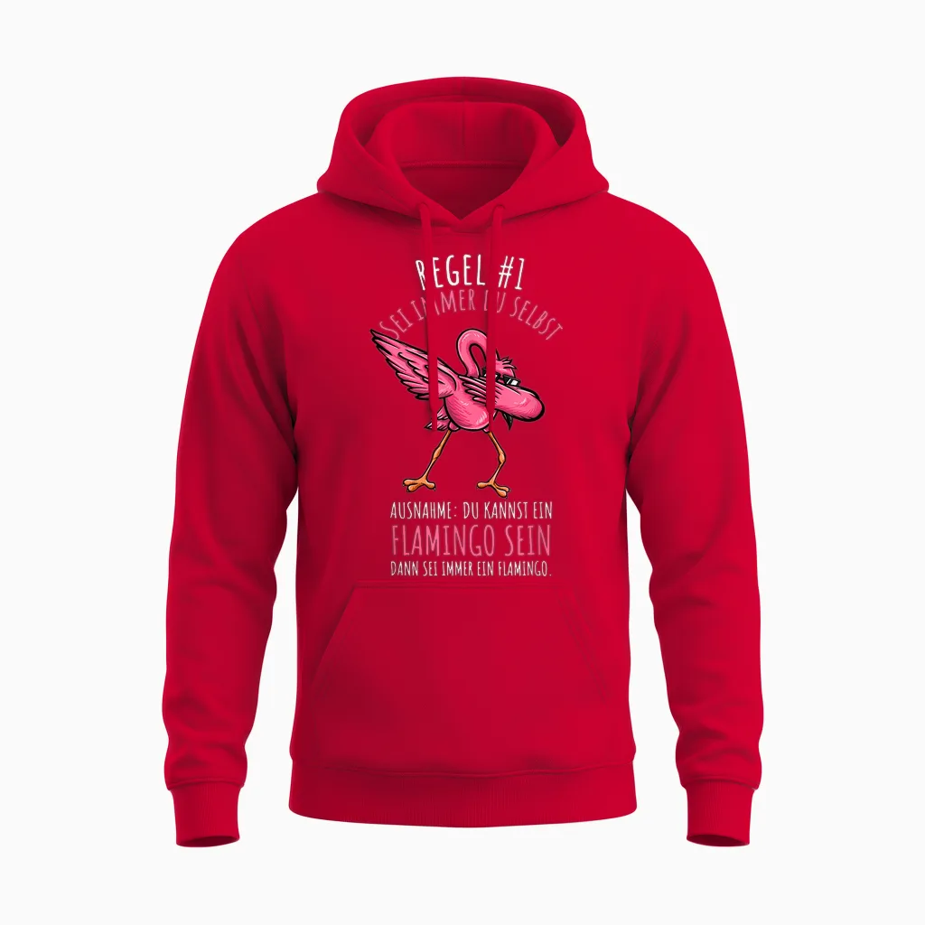 Flamingo Sei Immer Du Selbst Lustiges Flamingo T-Shirt, Black Unisex Hoodie in Red