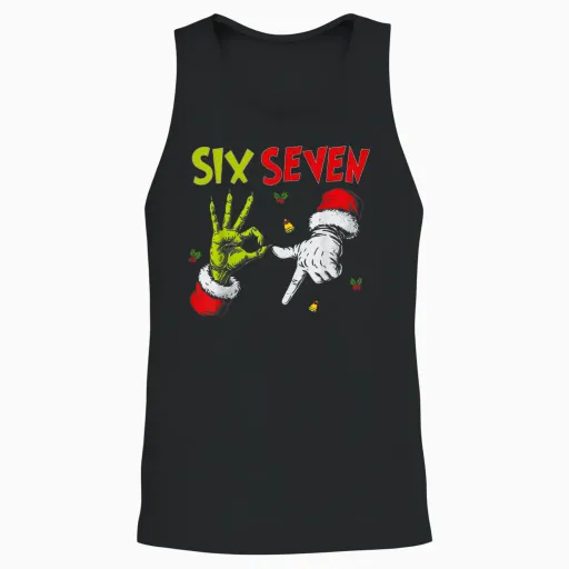 Six Seven Santa Hand Funny Viral Meme 67 Theme 6 7 Christmas Unisex Tank Top - Black
