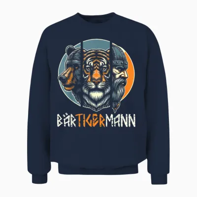 Bärtigermann Viking Beard Full Beard Tiger Man T-Shirt, Black Unisex Sweatshirt - Navy