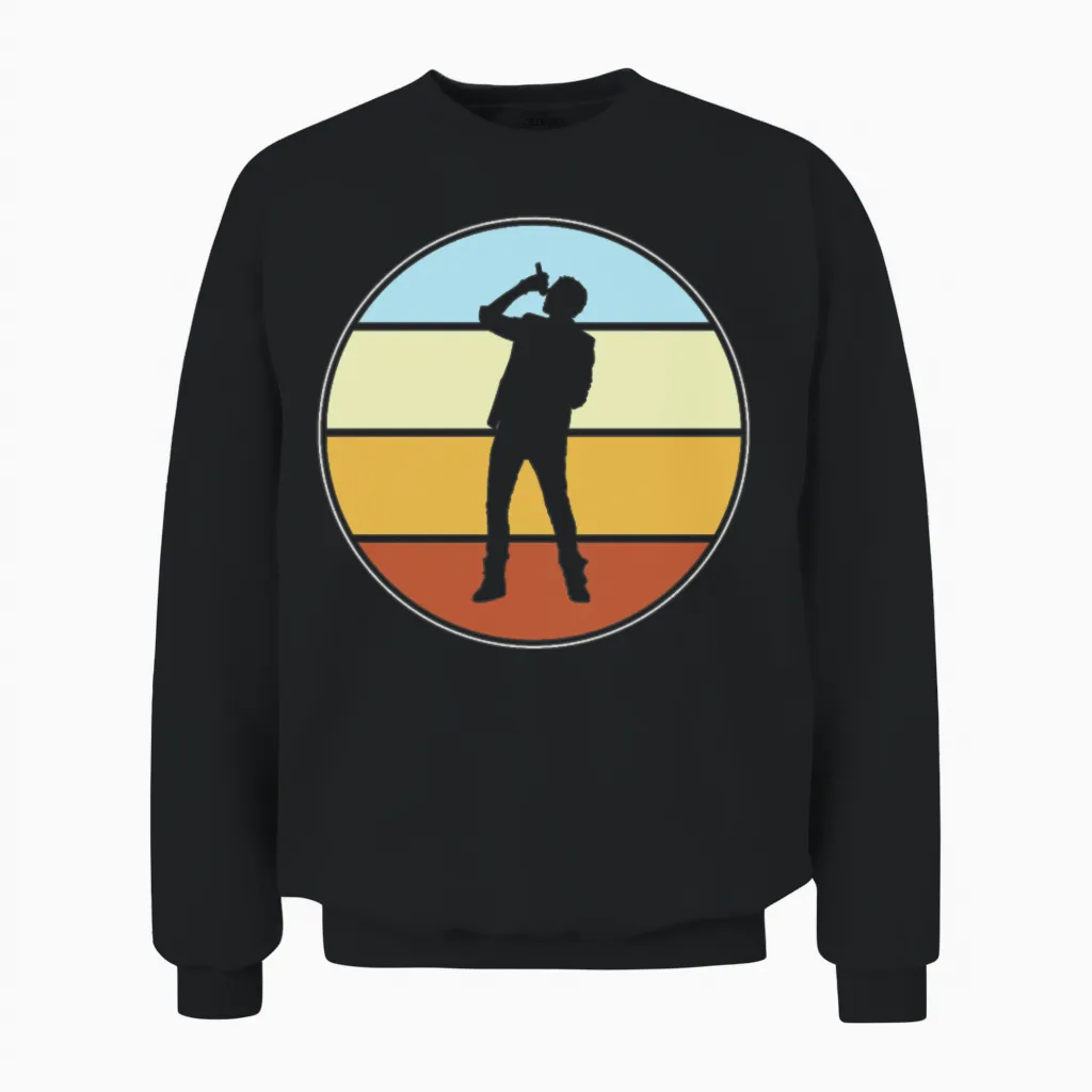Singing Retro Unisex Sweatshirt in Black