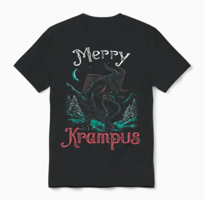 Classic Folklore Christmas Merry Krampus Festive Horror Xmas Unisex T-Shirt - Black