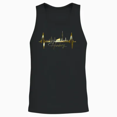 Hamburg Skyline Heartbeat Silhouette Love I Love Hamburg T-Shirt, Black Unisex Tank Top - Black