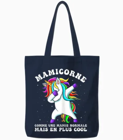 Mamicorne Funny Granny Unicorn Gift Mother's Day T-Shirt, Black, Female X-Small Tote Bags - Navy
