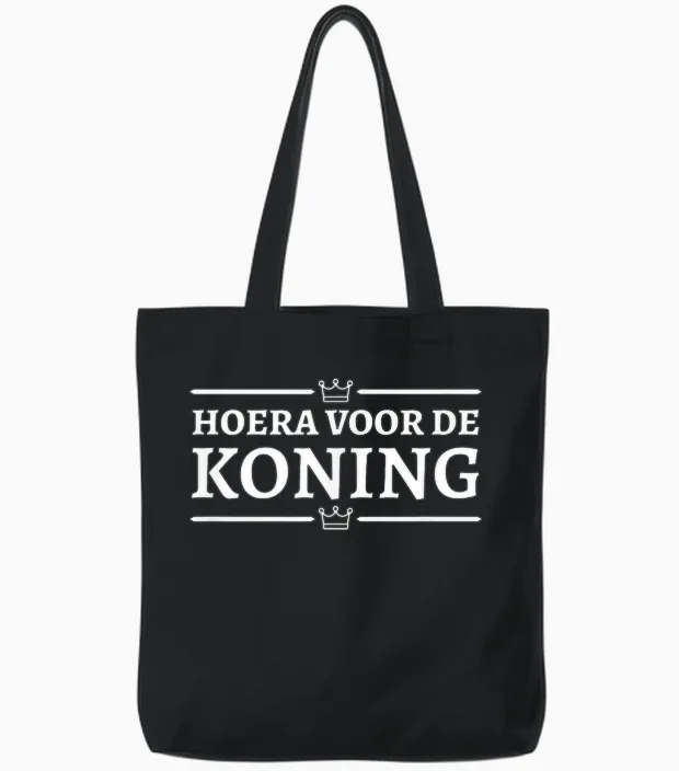 Hoera Voor De Koning Kingsday Koningsdag 2026 Party Oranje Tote Bags in Black