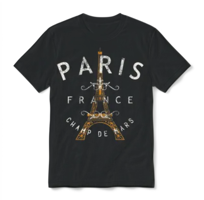 Paris France Unisex T-Shirt - Black