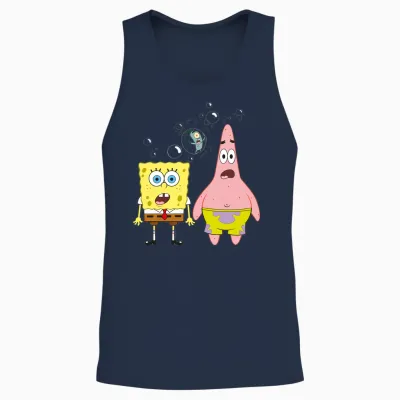 Sponge Bob - Schwammkopf Patrick Star Thaddäus Bubbles Langarmshirt Unisex Tank Top - Navy