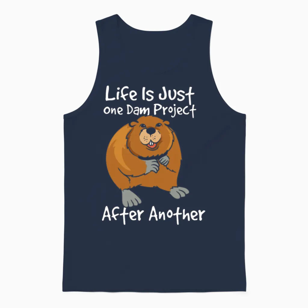 Funny Beaver Project Manager Unisex Tank Top in Navy