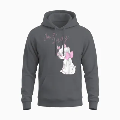 Disney the Aristocats Marie I'm a Lady Portrait T-Shirt, White, S Unisex Hoodie - Charcoal