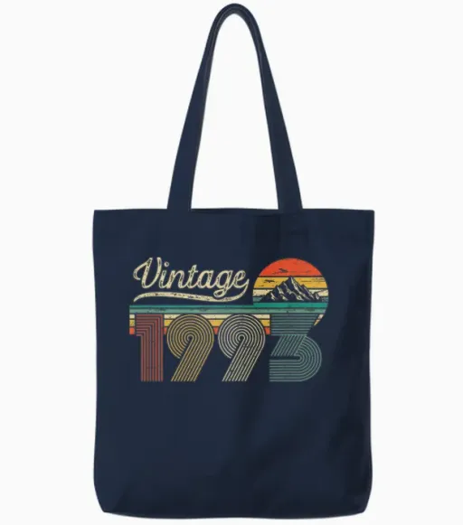Vintage 1993 Anniversaire 33 Ans Pour Hommes Femmes Tote Bags - Navy