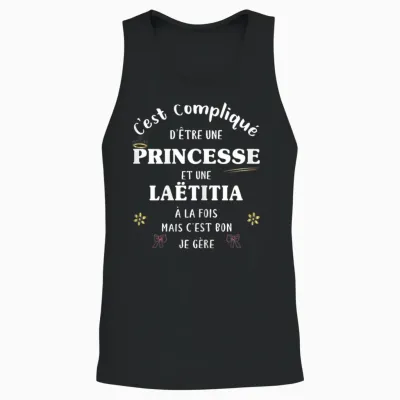Women's Princess Humour Personalised Gift Laëtitia T-Shirt, Black, Female X-Small Unisex Tank Top - Black