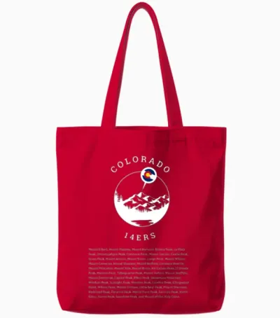 Colorado 14ers --The Perfect Hiker's Checklist Tote Bags - Red