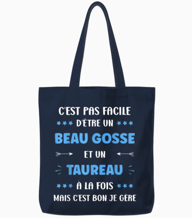 Zodiac Sign Humor Star Sign Man Taurus T-Shirt, Black, S Tote Bags in Navy