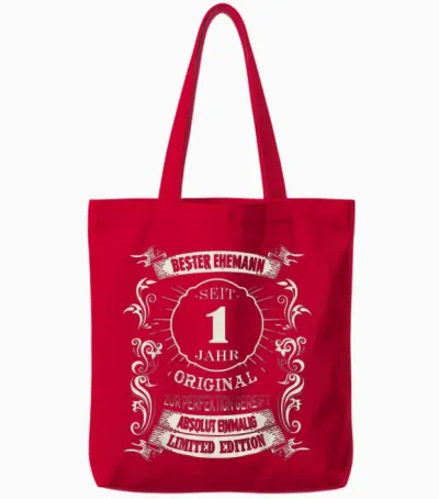 1 Hochzeitstag Bester Ehemann Seit 1 Jahre Papierhochzeit Tote Bags - Red