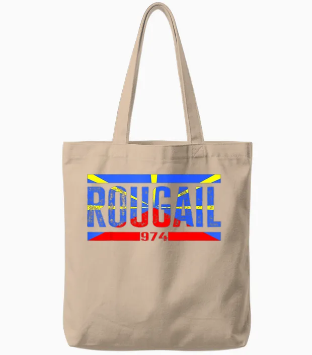 Island of the Réunion 974 Representing Creole Rouge Flag T-Shirt, Black Tote Bags in Natural