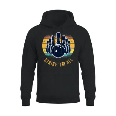 Bowling Retro Unisex Hoodie - Black