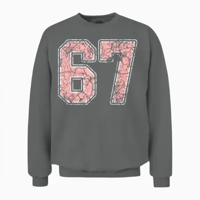 Pink and White Number 67 Jersey Player Uniform #67 Fan Unisex Sweatshirt - Graphite Heather