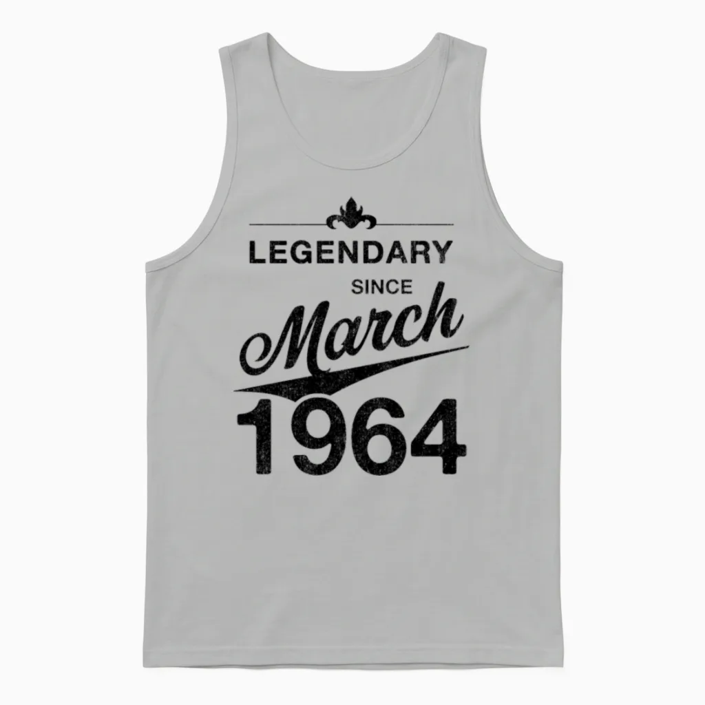 60th Birthday 60 Year Old Born March 1964 Gift Unisex Tank Top in Ash