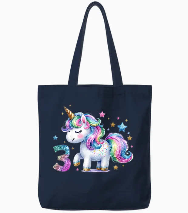 3 Geburtstag Mädchen Geschenke 3 Jahre Alt Einhorn Outfit Tote Bags in Navy