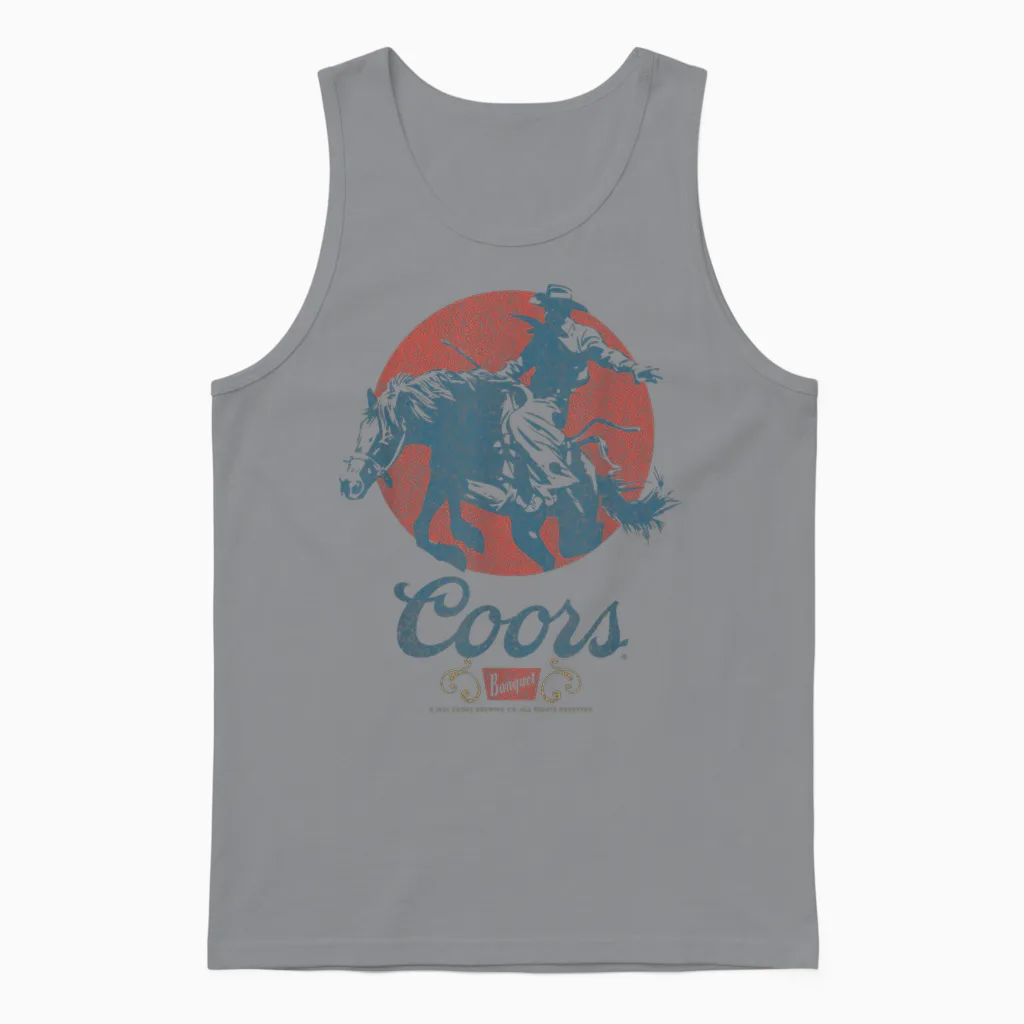 Coors Longhorn Banquet Vintage Rodeo Label Unisex Tank Top in Sport Grey