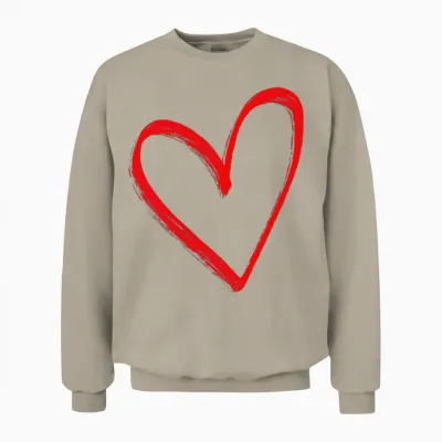 Love Heart Graphic Red Heart Valentine's Day Unisex Sweatshirt - Sand