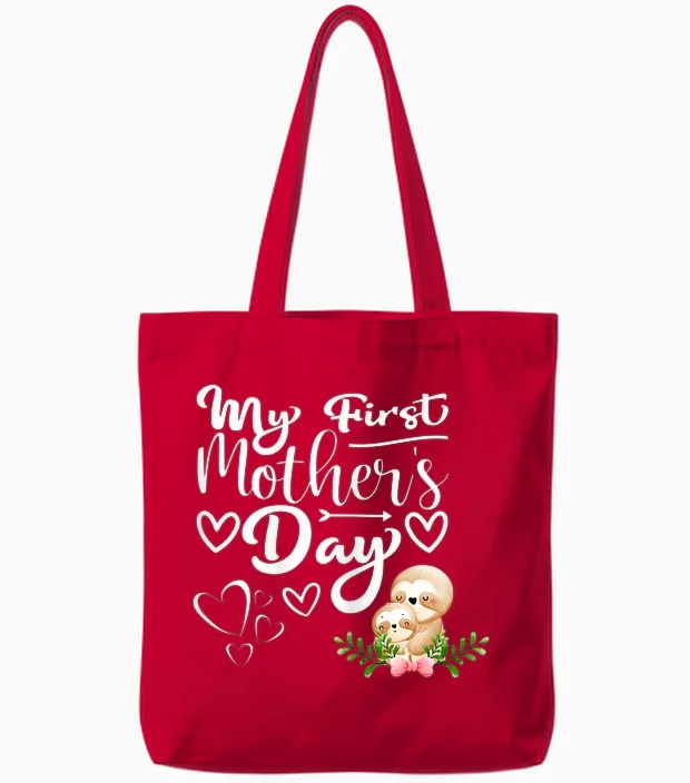 Damen 1. Muttertag Als Mama Faultier Mama Mein Erster Muttertag Tote Bags in Red