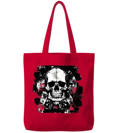 Skull Trash Polka Heavy Metal Rock Tote Bags - Red