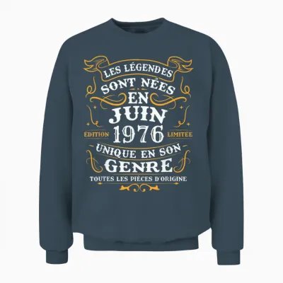 Vintage Cadeau D'anniversaire 50 Ans Nés En Juin 1976 Unisex Sweatshirt - Dark Heather