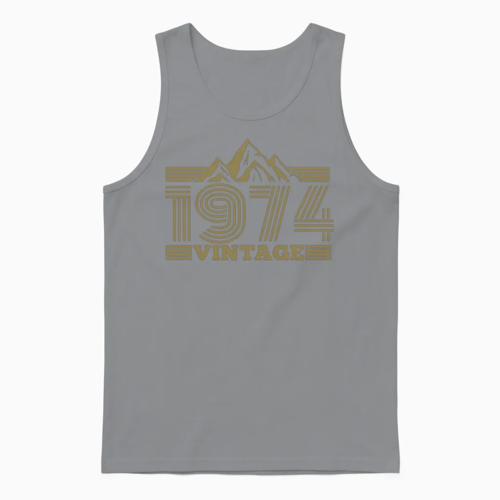 Vintage 1974 Birthday Mountains Hiking Climbing Unisex Tank Top in Sport Grey