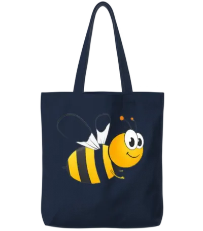 Funny Bee Tote Bags - Navy