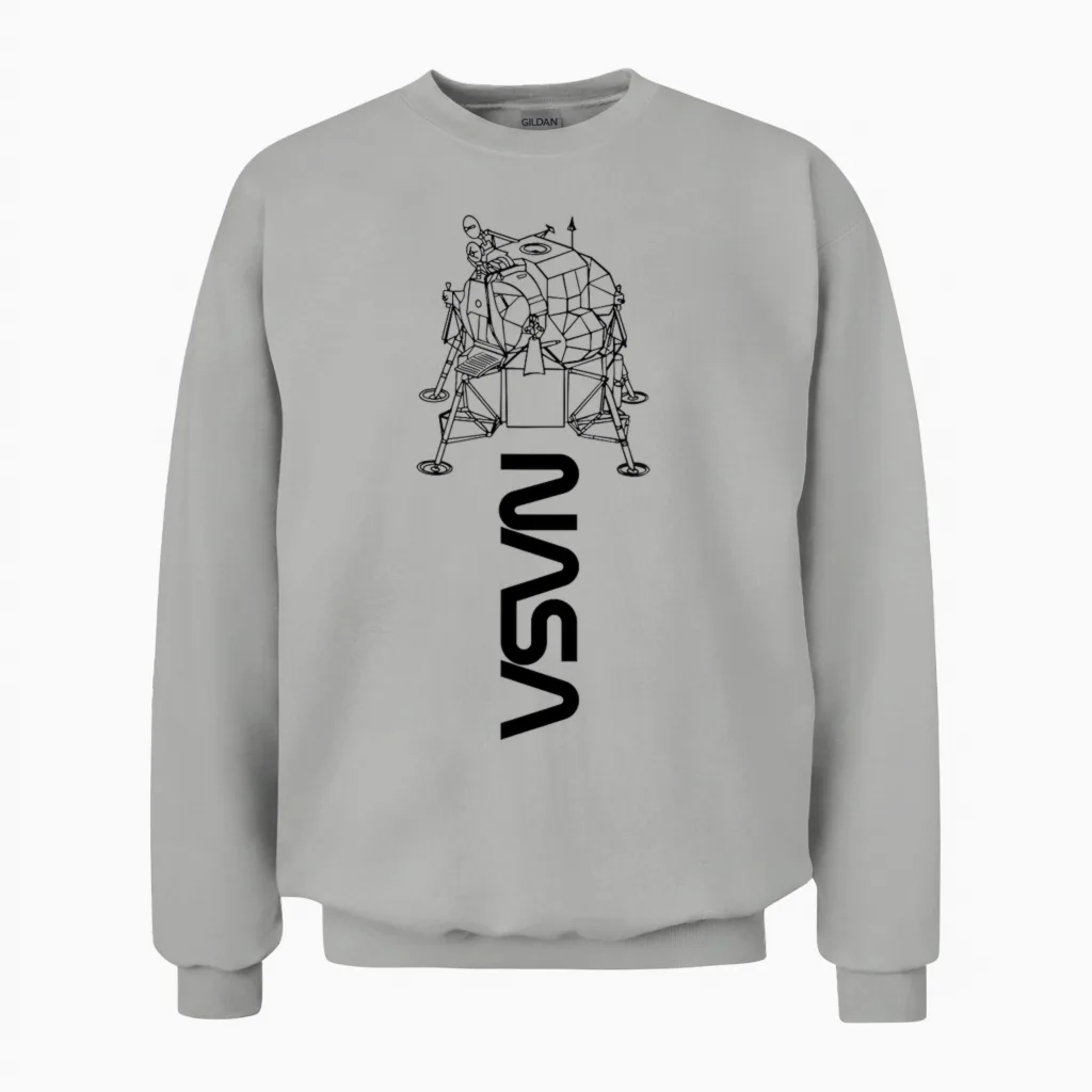Nasa Apollo 11 Lunar Module Worm Logo T-Shirt, Grey, S Unisex Sweatshirt in Ash