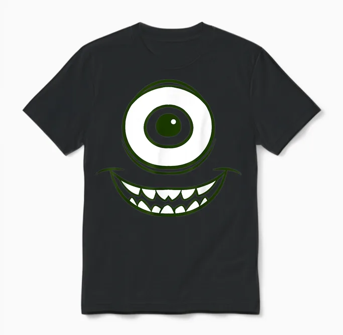 Disney Monsters Inc. Mike Wazowski Eye Graphic T-Shirt, Green, S Unisex T-Shirt in Black