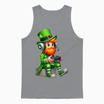 Video Game Leprechaun St Patricks Day Gamer Kids Boys Gaming Unisex Tank Top - Sport Grey