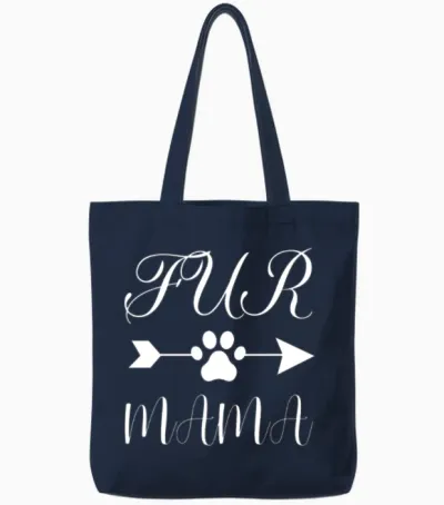 Fur Mama Paw Print Tote Bags - Navy