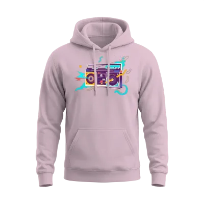 Retro Music Unisex Hoodie - Light Pink