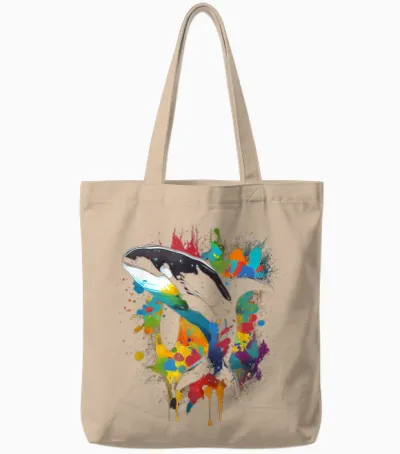 Orca Whale Fish Favourite Animal Fan Orca Best Whale T-Shirt, Black Tote Bags - Natural