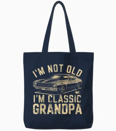 Funny Grandpa Classic Car Graphic Grandpa Gift for Christmas Tote Bags - Navy