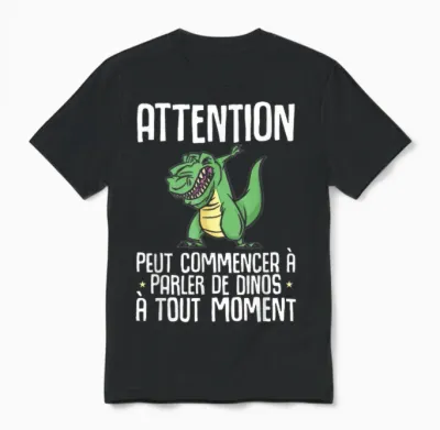 Dinosaur Attention Can Start Talking About Dinos T-Rex T-Shirt, Black, S Unisex T-Shirt - Black